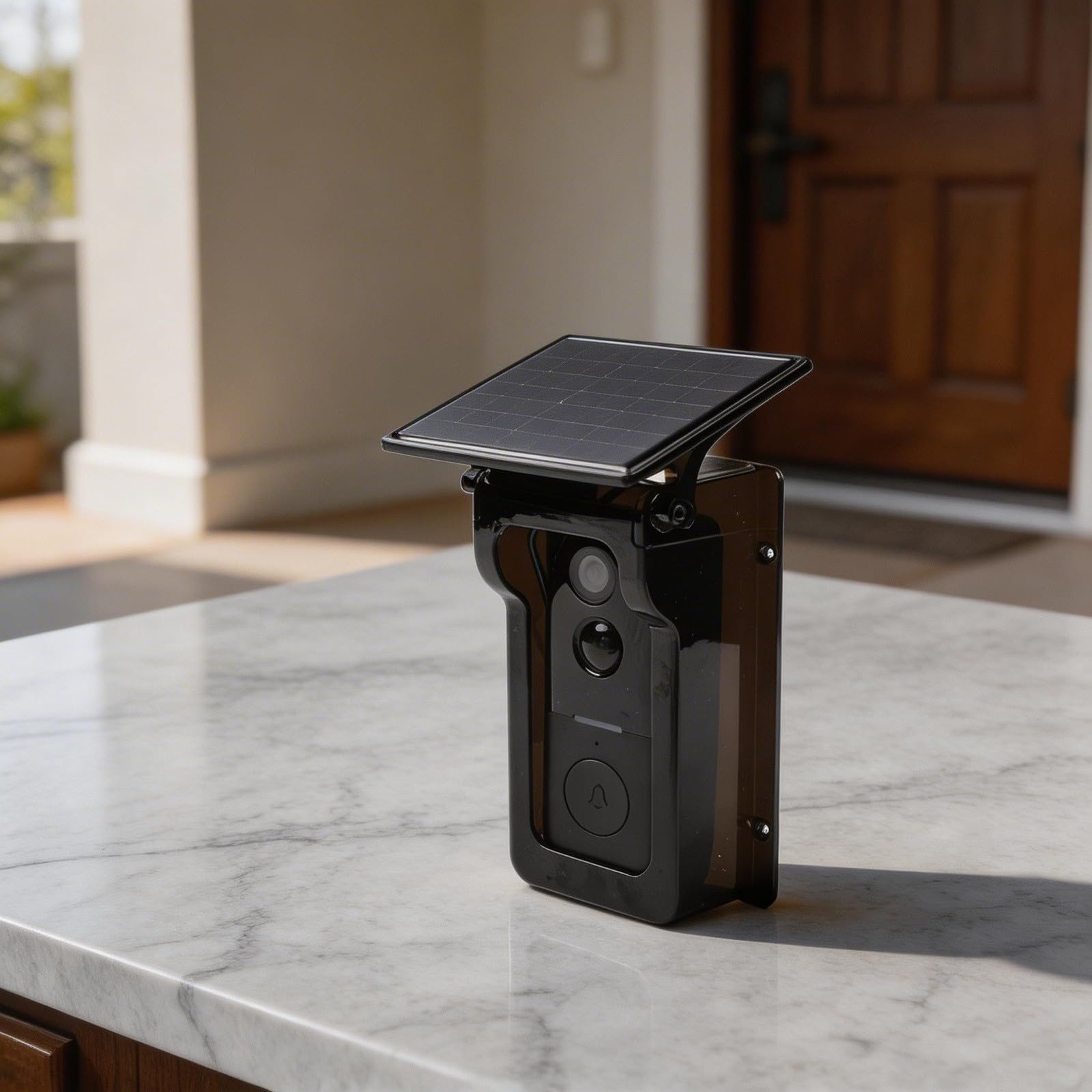 Caméra de sonnette sans fil pour Tuya avec couverture solaire 1080p Interphone vidéo pour nuit IP65 étanche Détection de mouvement en plein air (Noir)