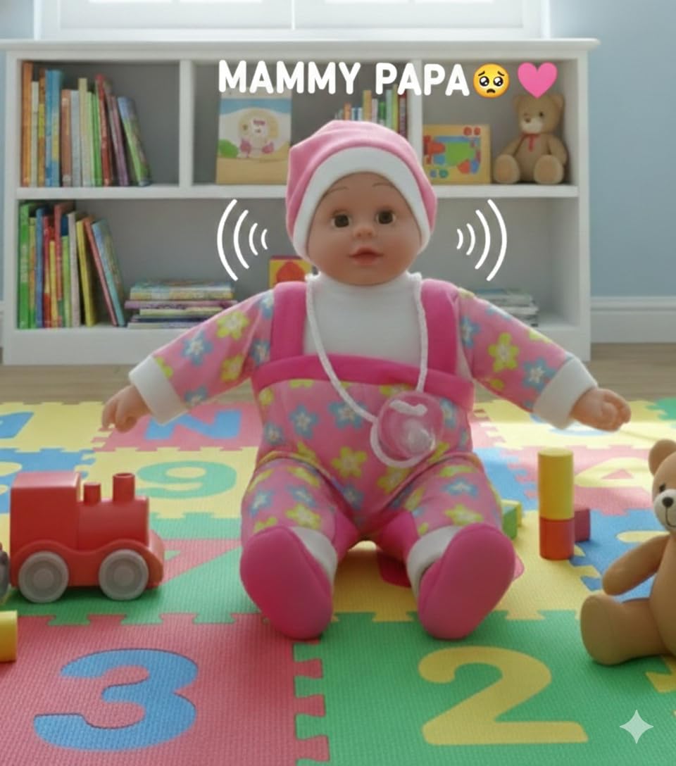 HOMOZE Interactive Kids Baby Doll with Realistic Sound Effects “Uwah Uwah & Mommy Papa” | Soft Body Role-Play Doll for Toddlers & Kids | Pretend Play Baby Doll Toy for Boys & Girls 1