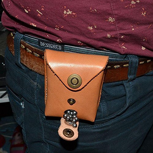 Cyberdyer Genuine Leather Magnet Ammo Pouch For Slingshot Stainless Steel Bag Case (Brown) #TOP6