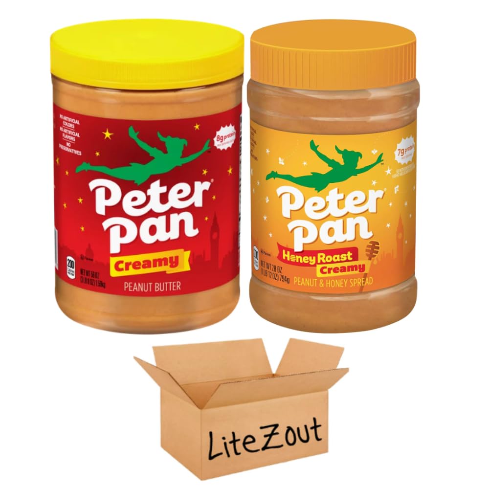 Peter Pan 1 Original Creamy & 1 Creamy Honey Roast Peanut Butter 16.3oz (2 pack), by Litezout