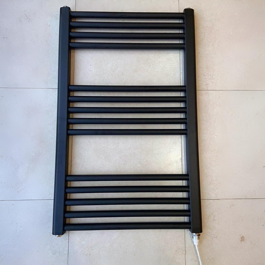 Greened House 500w x 800h Black Electric Straight Heated Towel Rail Bathroom Radiator