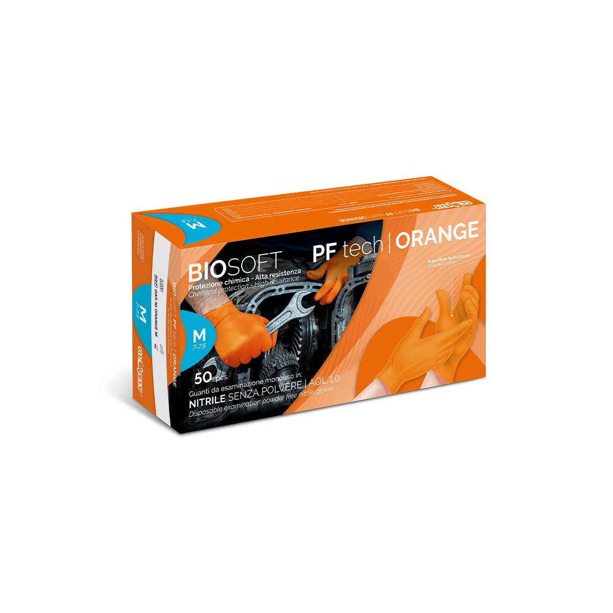 GLOVELY BIOSOFT PF tech ORANGE. Guantes de Nitrilo sin polvo