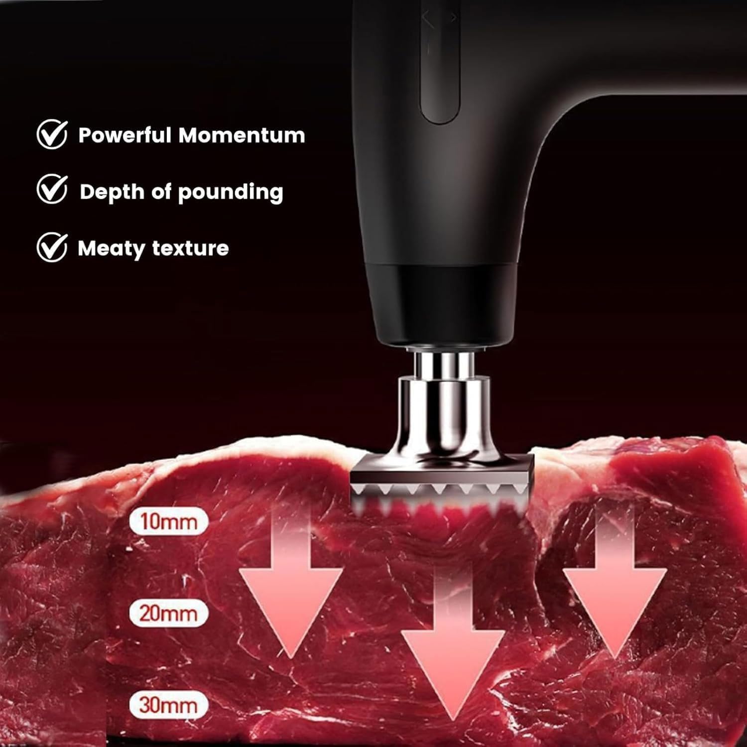 Utensile portatile per intenerimento della carne, macchina ricaricabile per intenerimento di manzo e pollo, 49 borchie prismatiche, regolabile a 5 velocità, gadget da cucina portatile in acciaio