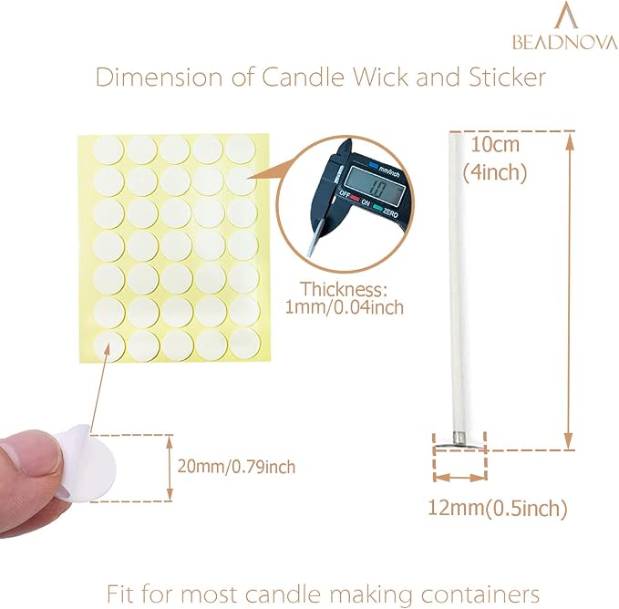 Mechas de algodón para velas 4 pulgadas 100 pcs miniatura 2