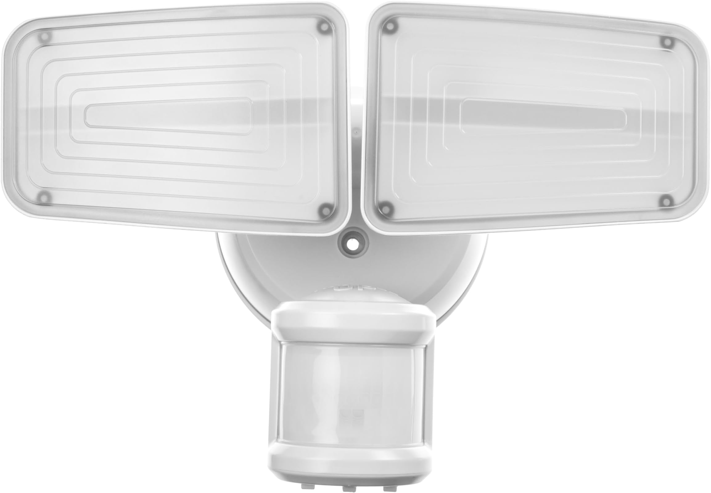Home Zone Security Dual Brightness Motion Sensor Light - Outdoor Weather Resistant LED Twin Head 5000K Security Light with Standby Halo Light and Easy Connect Back Panel, White