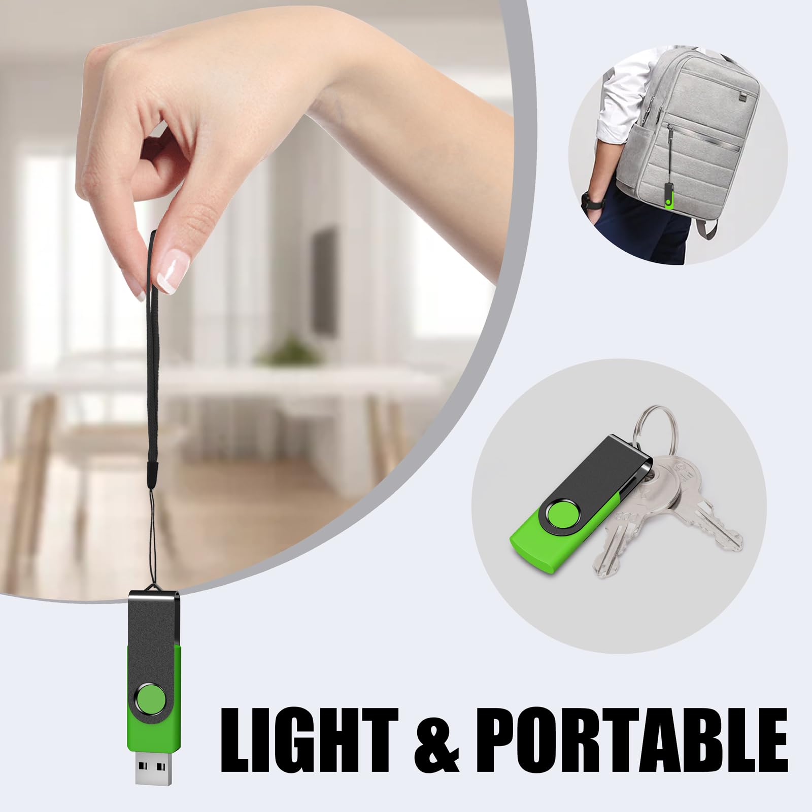 EASTBULL Chiavetta USB da 4 GB, confezione da 20 pezzi, con cordini, chiavetta USB 2.0, memoria di massa, 4 GB, confezione da 20