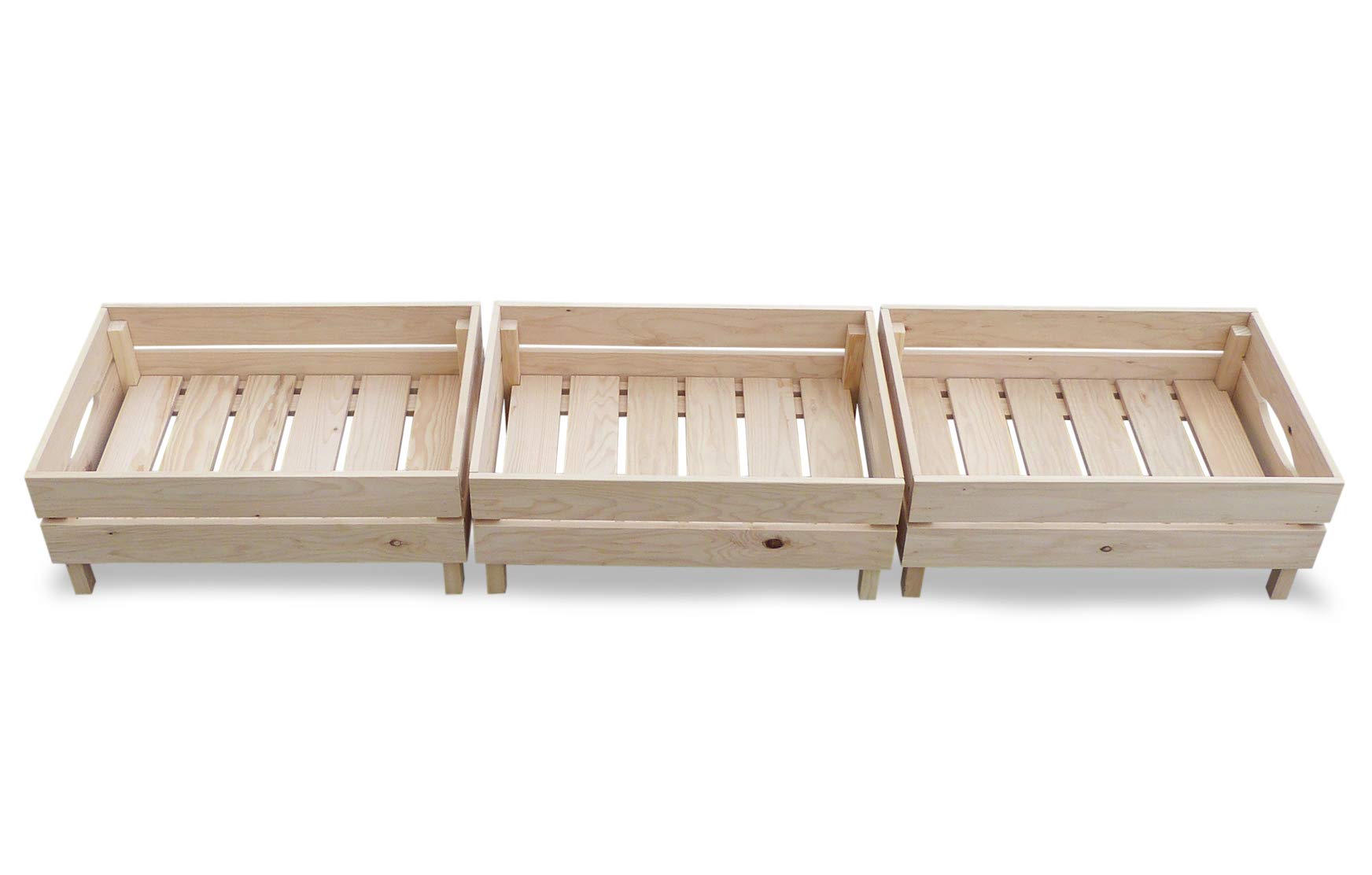 HABAU Obst- und Gemüsekiste im 3er Set, stapelbar, je 45 x 30 x 19 cm, Braun