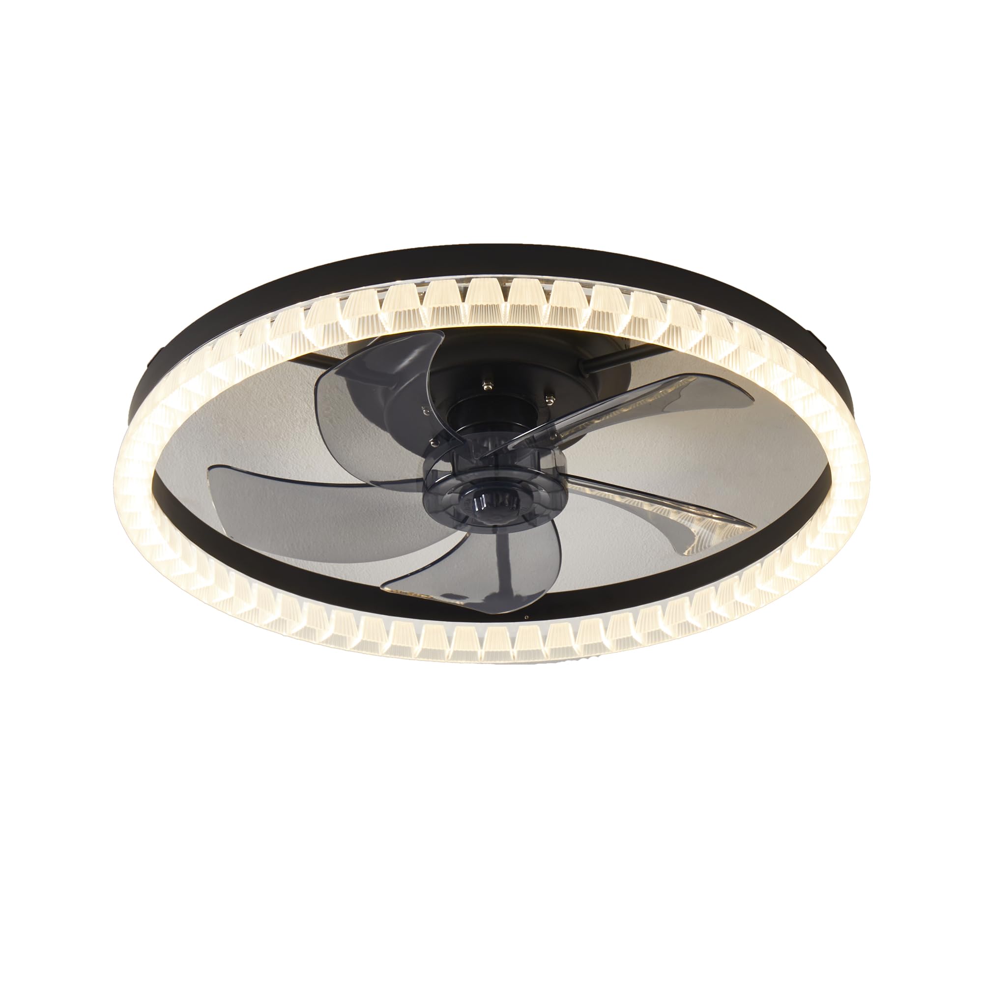 MARKYEE Alexa Modern Ceiling Fan with Light, 3000K-6500K dimmable LED Ceiling Fan Light, Living Room Dining Room Bedroom Round 19.7in/50cm Black