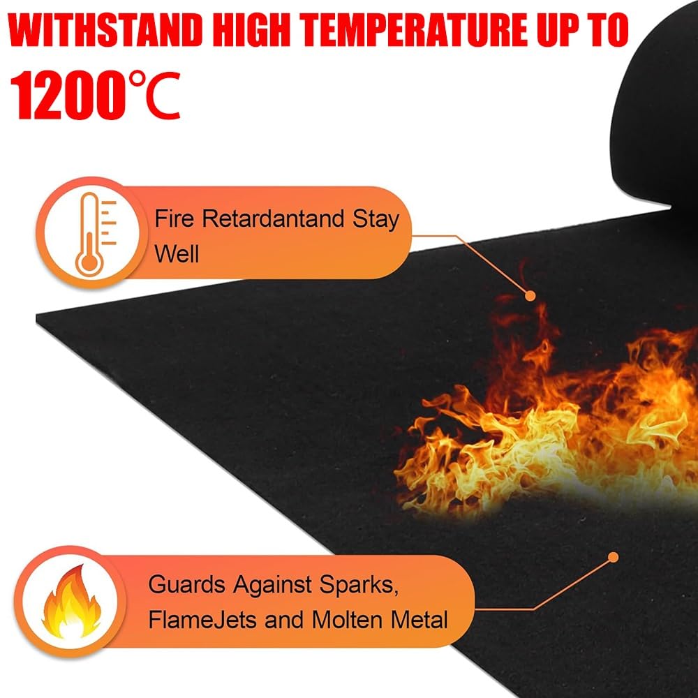 Couverture de soudure en feutre de carbone, isolation ignifuge, résistante à la chaleur jusqu'à 1200 °C, découpable pour une utilisation polyvalente