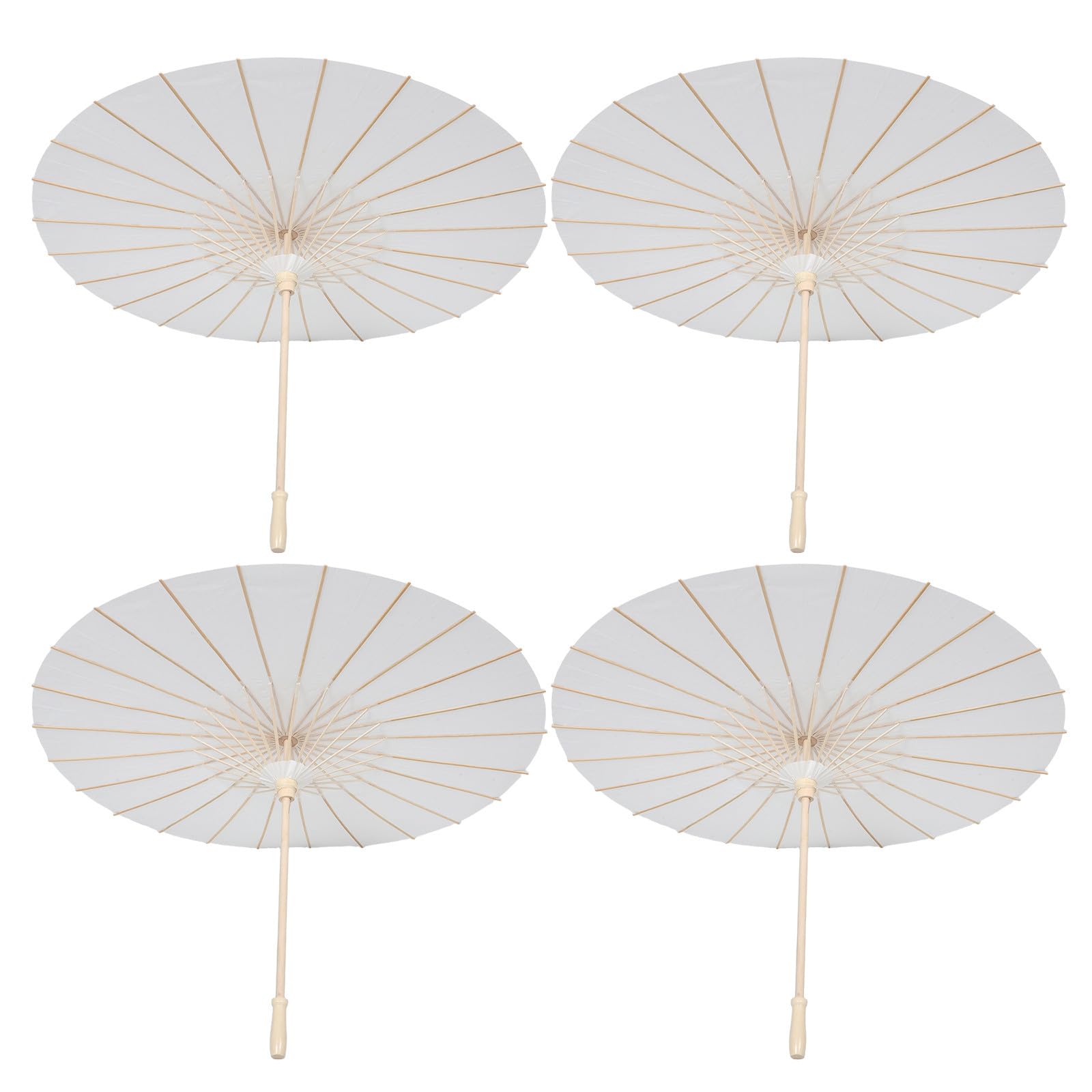 KOMBIUDA 4 Stück Hochzeitspapierschirme 84 cm Weiß Regenschirm aus Papier und Holz für Indoor Feier und Foto Requisiten