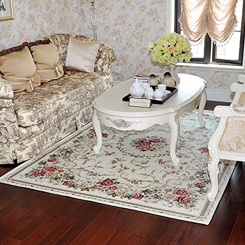 Ukeler Rustic Shabby Rose Rugs Luxury Vintage Elegant Traditional Rugs Accent Floral Rugs Carpet For Home Living Room/Bedroom (71''×47.2'', Country Rose) #TOP2