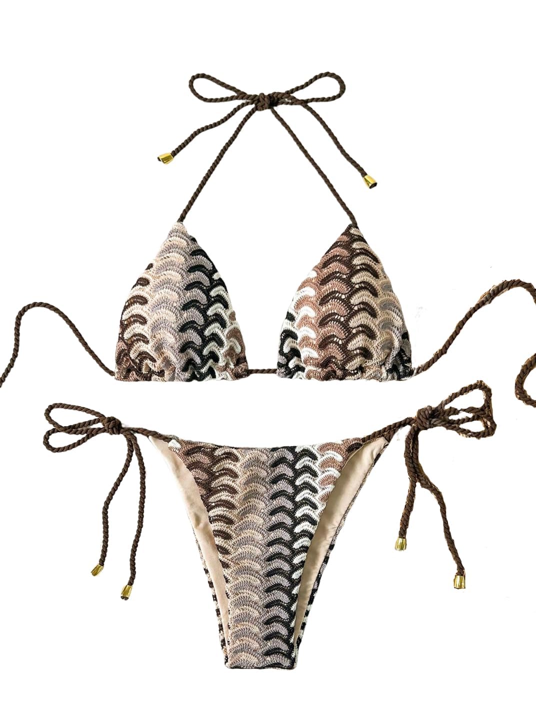 ZAFUL Bikini Set Bandeau Femme Coupe Haute, Maillot de Bains 2 pièces Noeud de Cravate Imprimé Floral sans Bretelles Vintage