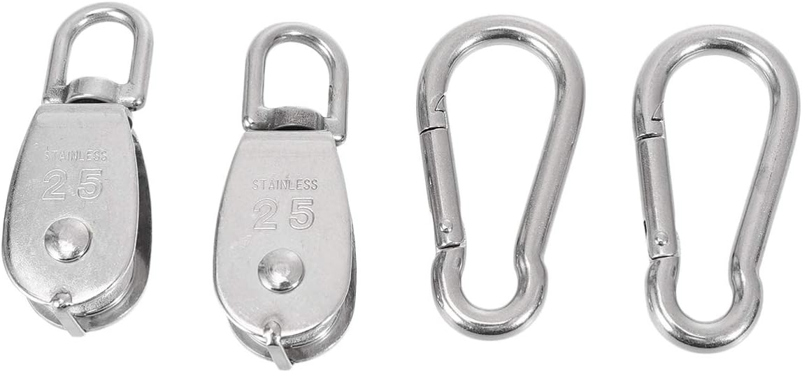 Double Ended Pulling Buckle Snaps Hook,Double-End Stainless Steel Pulley Heavy Pulley Fixed Single Pulley Single 4pcs