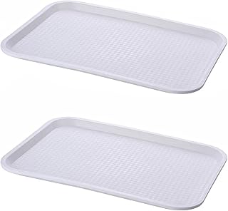 2 x Tablett,Hygienische Kunststoff-Paletten für die Gastronomie – Robust, Leicht zu Reinigen & Perfekt für Küche, Lager und Transport，35 x 27 cm (weiß)