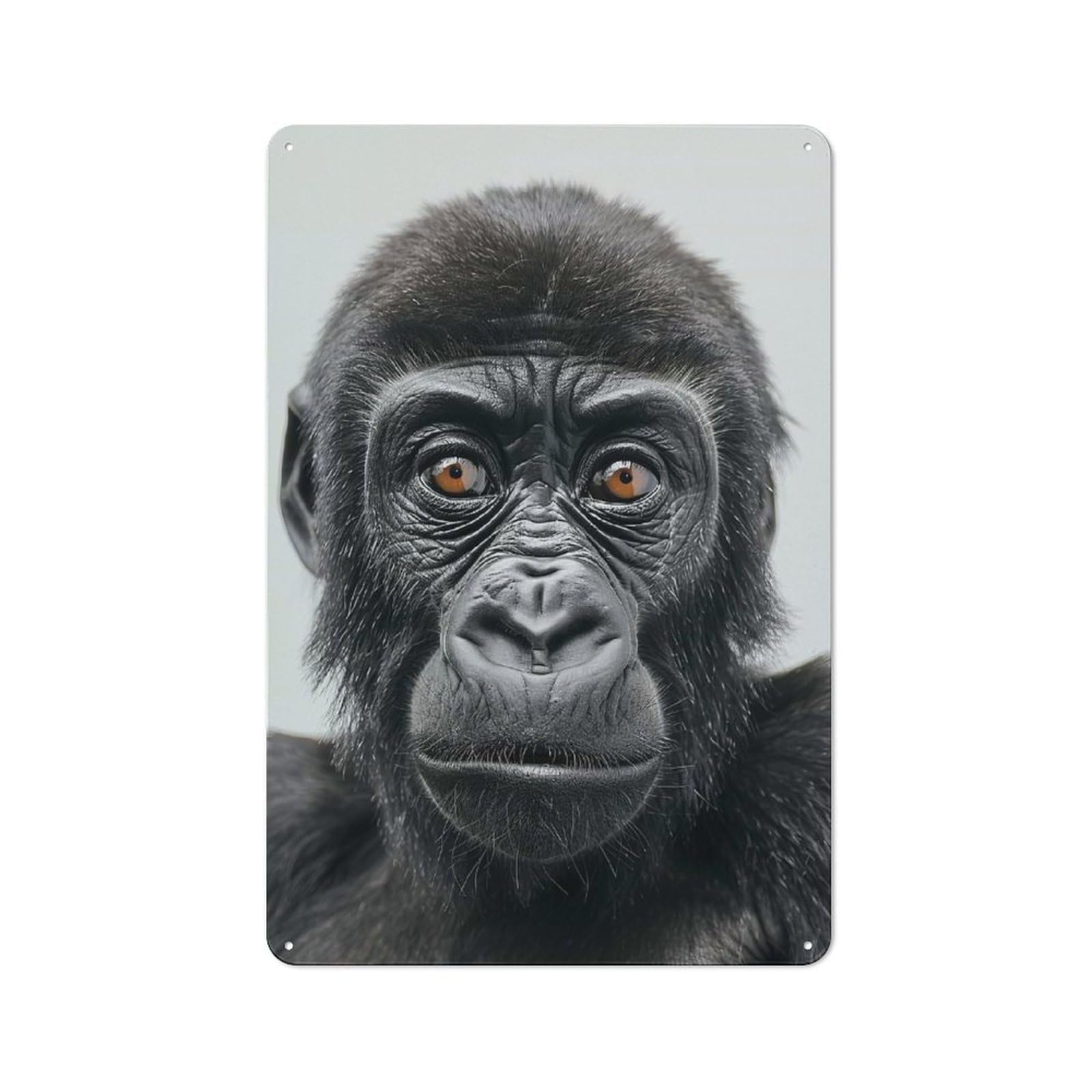 Junmoney Style-21 Gorilla Face Workshop Style Metal Wall Decor 30X20cm, Garage Metal Sign For Workshop, Basement, Shed Or Games Room