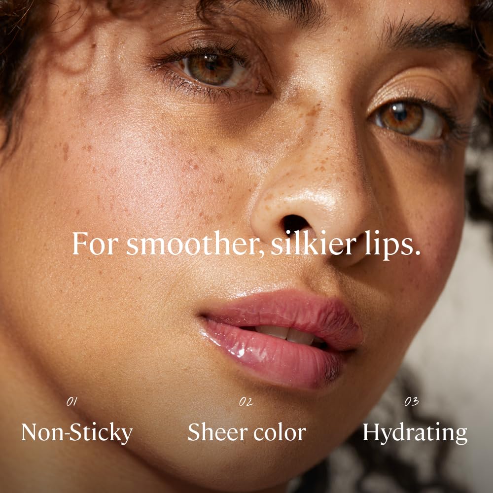 Minori Lip Gloss, Juneberry Shade, Hydrating, Non-Sticky Sheer Gloss with Jojoba, Shea Butter & Vitamin E, Vegan & Cruelty-Free, Moisturizing Lip Shine, 0.11 fl oz