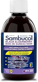 Sambucol Black Elderberry Anti-Viral Flu Care Syrup | Quickly Relieves Cold & Flu Symptoms | Immune Support & Antioxidant | Ideal for Families | 500 mL