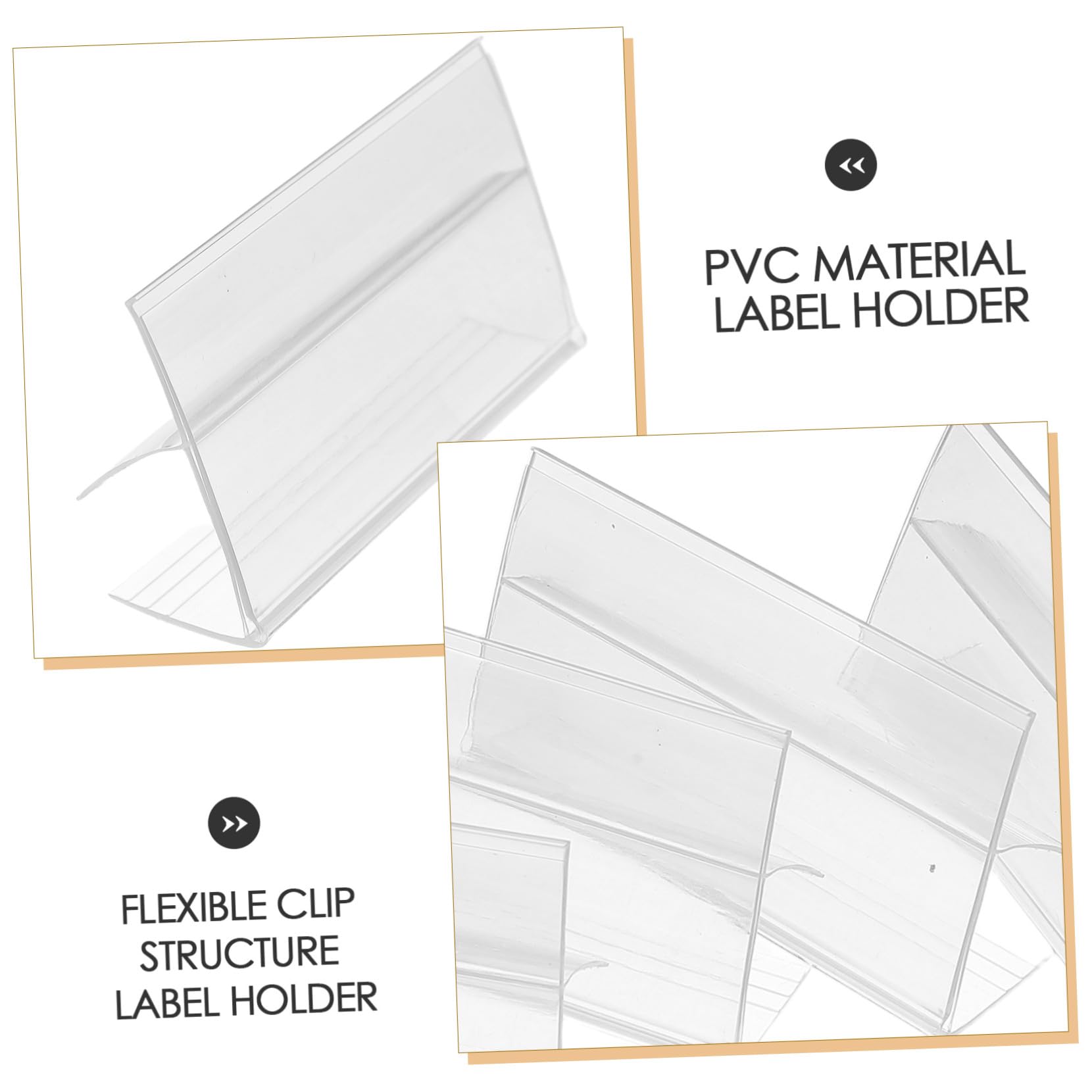 Porte-étiquettes en Pvc Transparent Pince Adaptable, Lot de 100 Pièces pour Affichage Clair et Gestion D’information en Supermarché