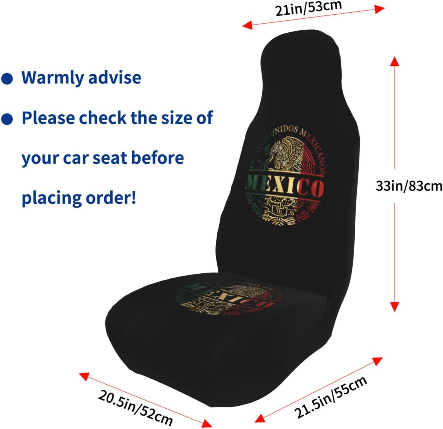 Mexican Mexico Flag Car Seat Covers Front Seats-Universal Automotive Seat Covers Full Set of 2 Pcs,Fits Most Cars SUV and Truck