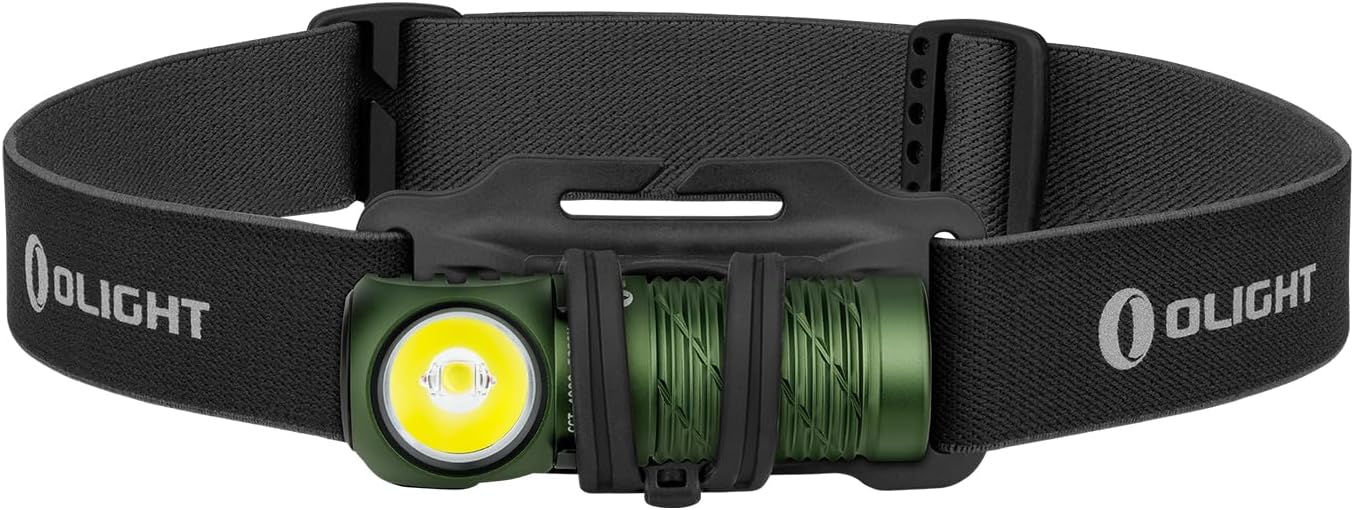 OLIGHT Perun 2 Mini Head Torch 1100 Lumens Rechargeable, Multi-use Right Angle Pocket Light Waterproof Flashlight with Headband, Perfect for Night Camping, Running, Hiking OD Green(Neutral White)