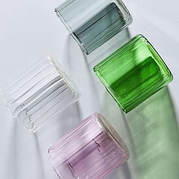Exquisite Vertical Pattern Colored Glass Cup Juice Beverage Cup ice Coffee Glasses Home Drinking Mug Creative Glassware 200ml/7.0oz Practical