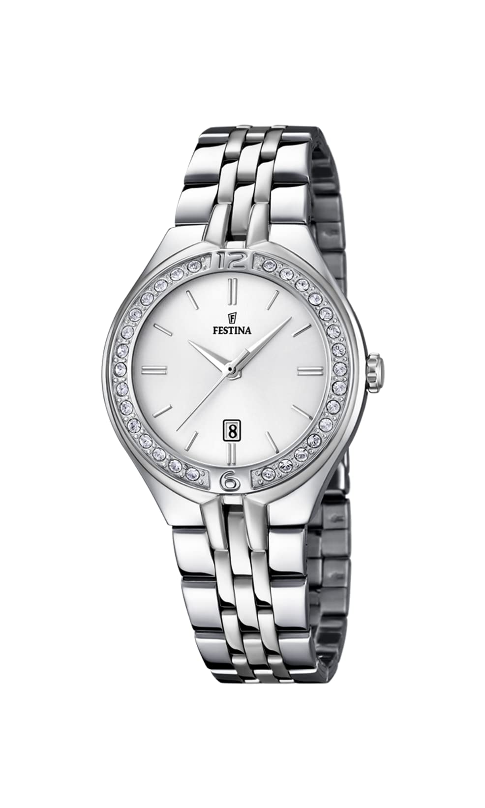 Festina Orologio Donna Analogico Acciaio Inossidabile 316L Argento - Quarzo - Vetro minerale alta resistenza - Impermeabile 5 ATM - Calendario F16867/​1 - Mademoiselle