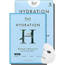 Rael Face Mask Skin Care, Hydrating Face Masks - Bamboo Facial Sheet Mask, Korean Skincare, Dewy Skin Care, Hydrating and Moisturizing, made with Fruit Extracts, All Skin Types (Hydration, 5 Sheets)