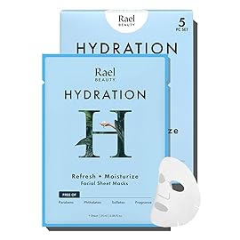 Rael Face Mask Skin Care, Hydrating Face Masks - Bamboo Facial Sheet Mask, Korean Skincare, Dewy Skin Care, Hydrating and Moisturizing, made with Fruit Extracts, All Skin Types (Hydration, 5 Sheets)