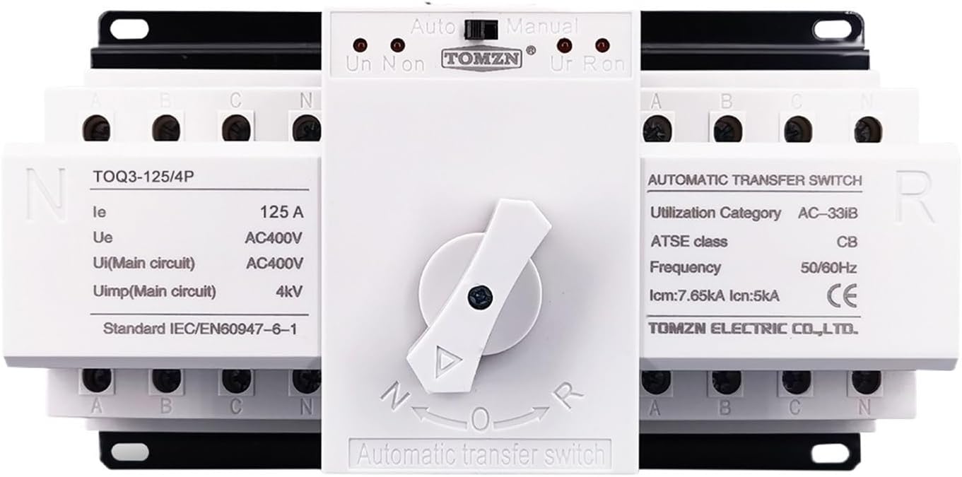 ATS 4P 125A Three-Phase Four Wire 230V Dual Power Automatic Transfer Switch TOQ3-4P/125