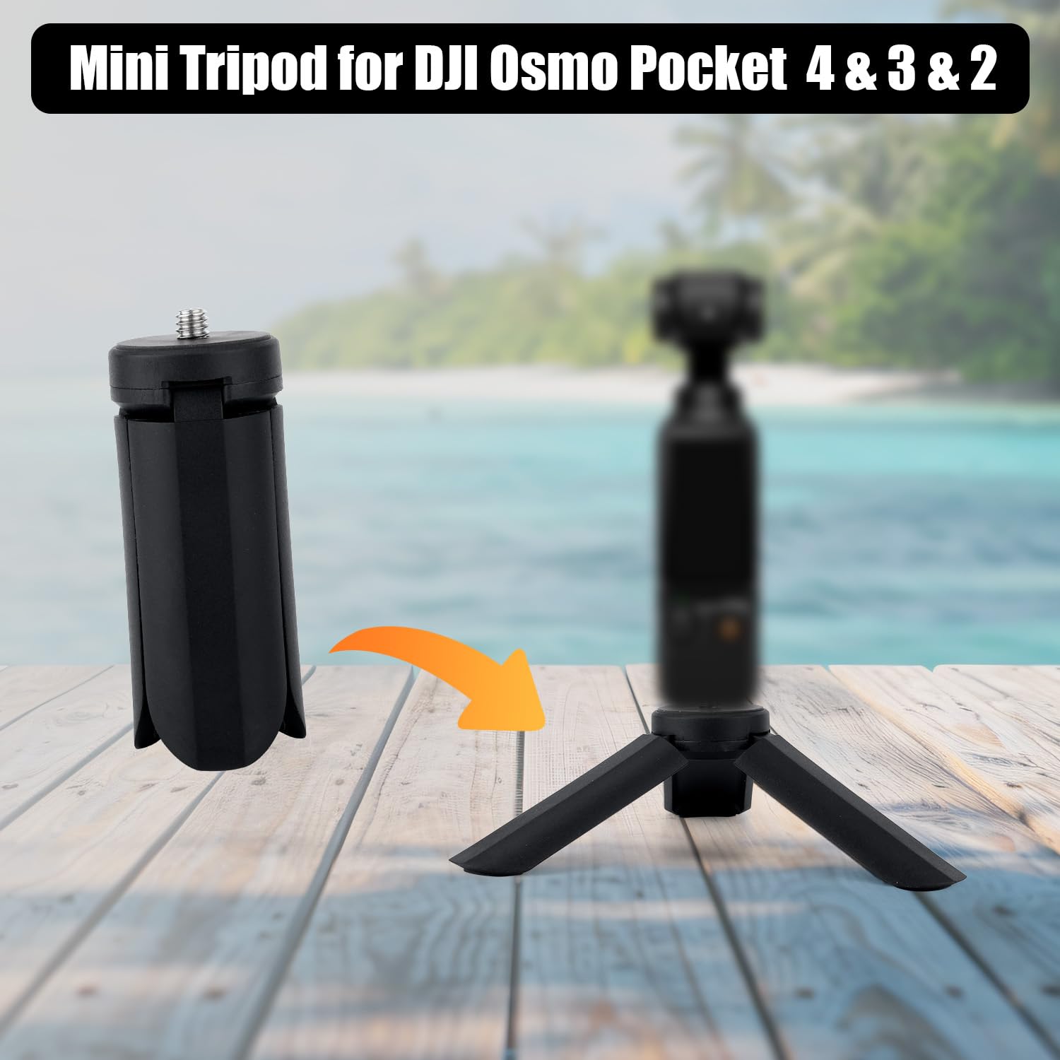 BOXOB Mini Treppiede per DJI Osmo Pocket 3 e 2, Treppiede Portatile Tavolo con Supporto Leggero Selfie Impugnatura Comoda Accessori Pratici per Dispositivi Digitali(Nero)
