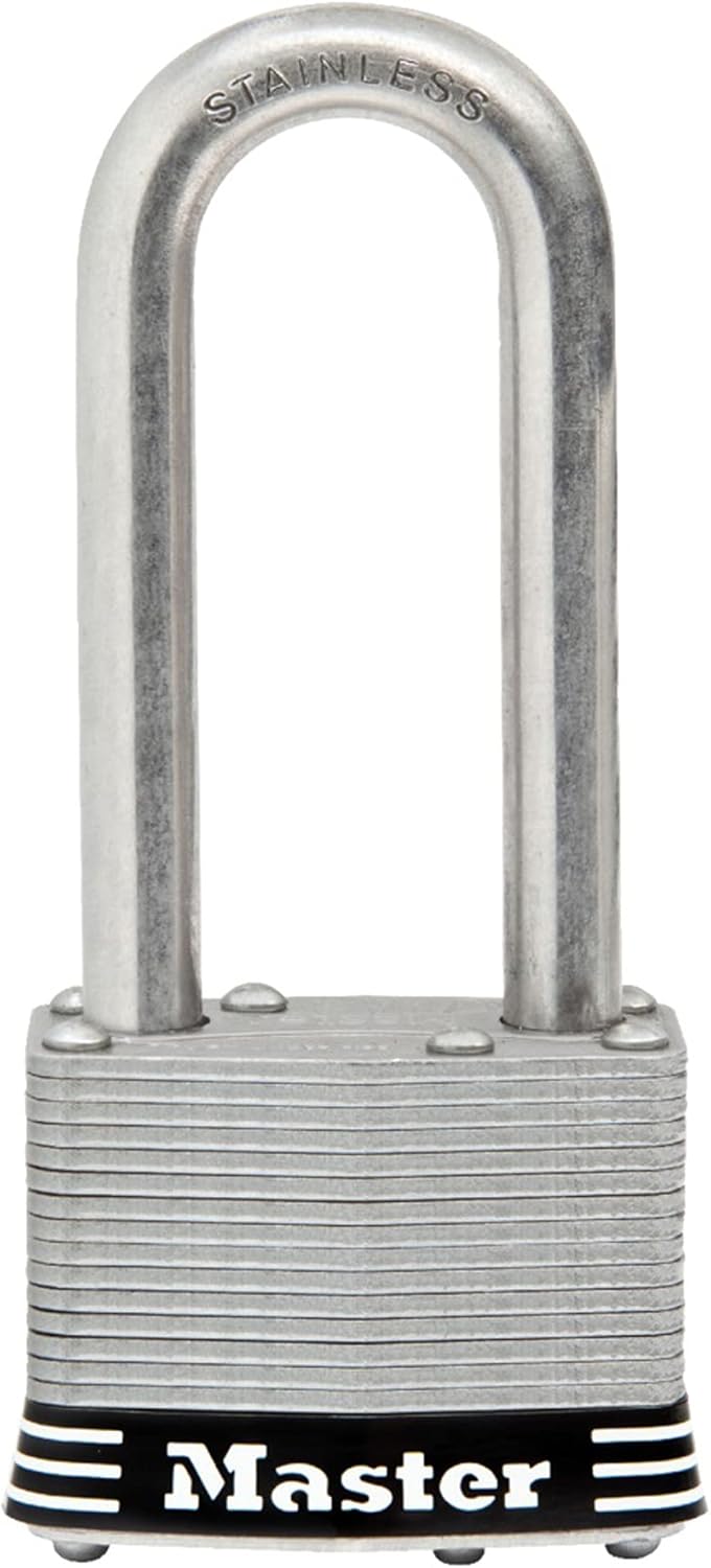 Master Lock 2in (51mm) Wide Laminated Stainless Steel Pin Tumbler Padlock with 2-1/2in (64mm) Shackle 5SSKADLJ