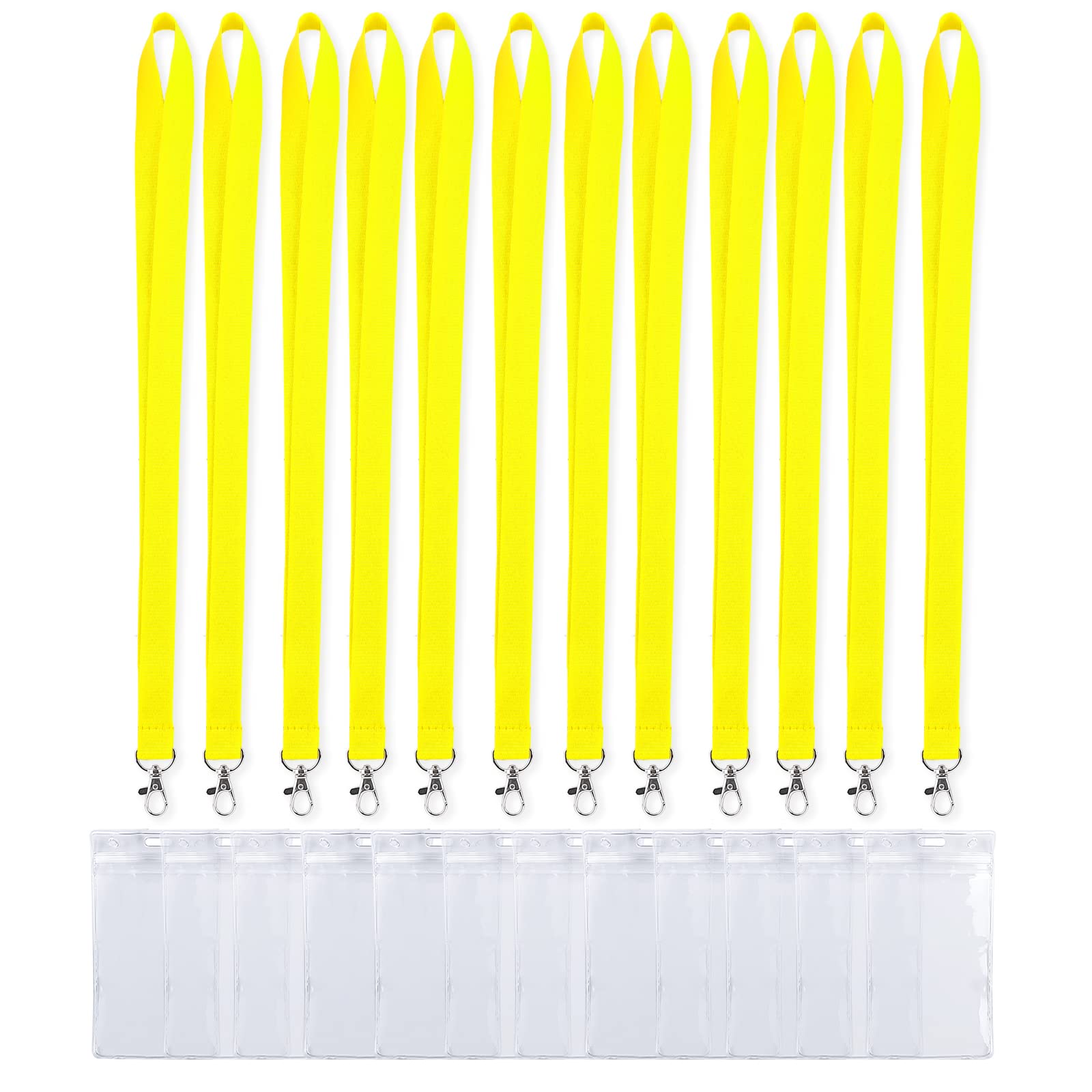 CANWELUX 12 Pack Bright Neon Yellow Lanyard for ID Badges, Lanyard with Anti-Lost ID Holders for Cruise Ship Card(Neon Yellow,12Pack) โ image 1