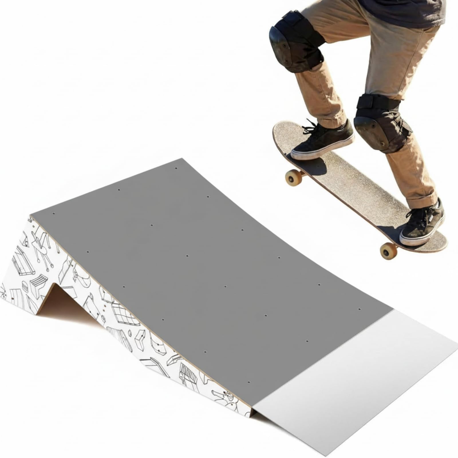 AceOrbit Quarter Pipe Skate Ramp, Anfänger Holz Skateboard Bike Rampe für den professionellen Gebrauch zu Hause, Geschenke für Skateboarder, funktioniert mit BMX, Rollern & Inline-Skates