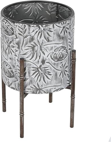 Miniatura 3 de LuxenHome - Macetas de metal gris de dos piezas