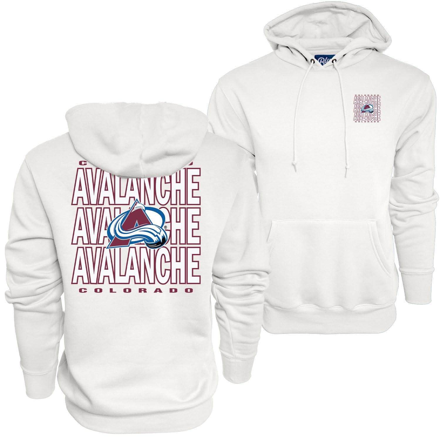 Blue 84 NHL Officially Licensed Hooded Sweatshirt Front/Back Curl White