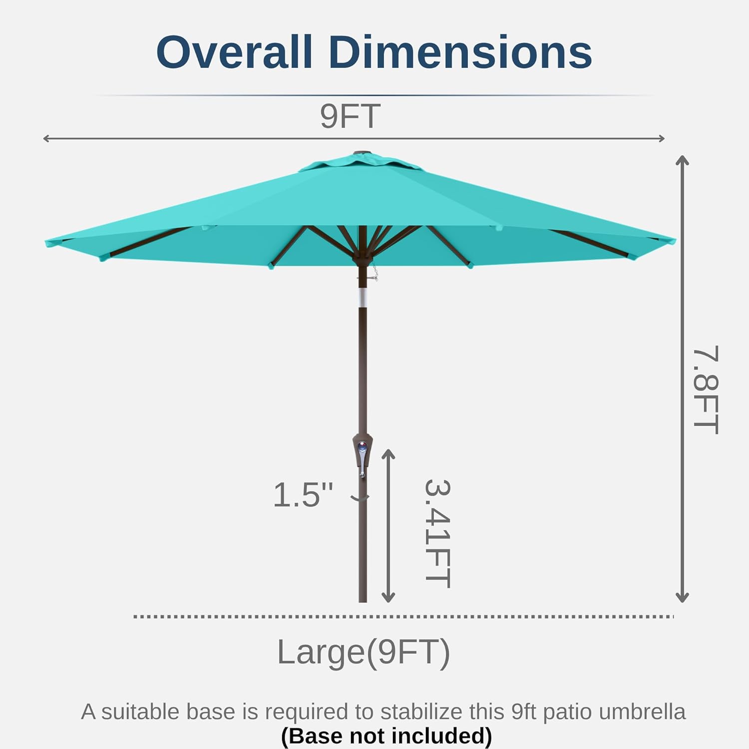 9ft Patio Umbrella with Push Button Tilt and Crank,Outdoor Market Table Umbrella UV Protection 8 Sturdy Ribs for Backyard,Garden,Pool,Deck