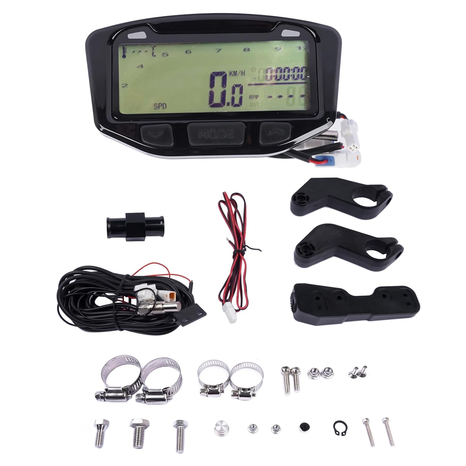 752-119 Digital Speedometer Tachometer Gauge Kit Replacement for KTM Honda Yamaha Kawasaki Suzuki 1995-2019 (Speed and Temperature Display Units are Not Adjustable)