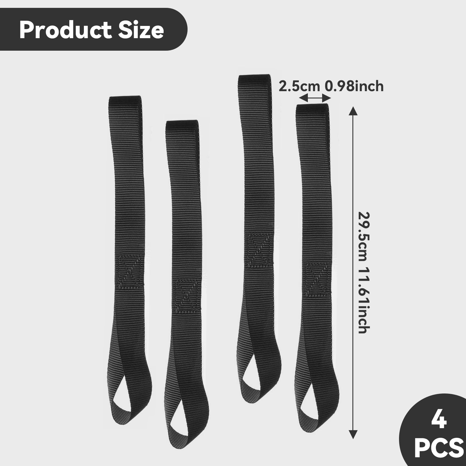 ZhouWei 4 sztuki pasów mocujących, 29,5 x 2,5 cm, pasy mocujące do 800 kg, pasek mocujący z dziurką, do bagażników rowerowych, ciężarowych, motocykli, przyczep bagażowych (czarny)
