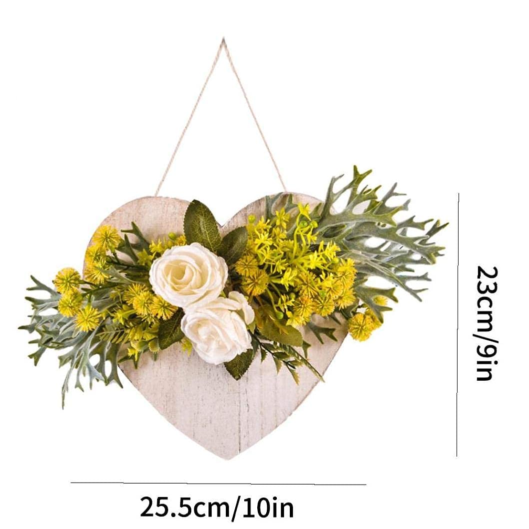 Porta Ghirlanda A Parete Fiore Ghirlanda Artificiale Decor Cuore In Legno Per Pareti Soggiorno Casale.-Style2