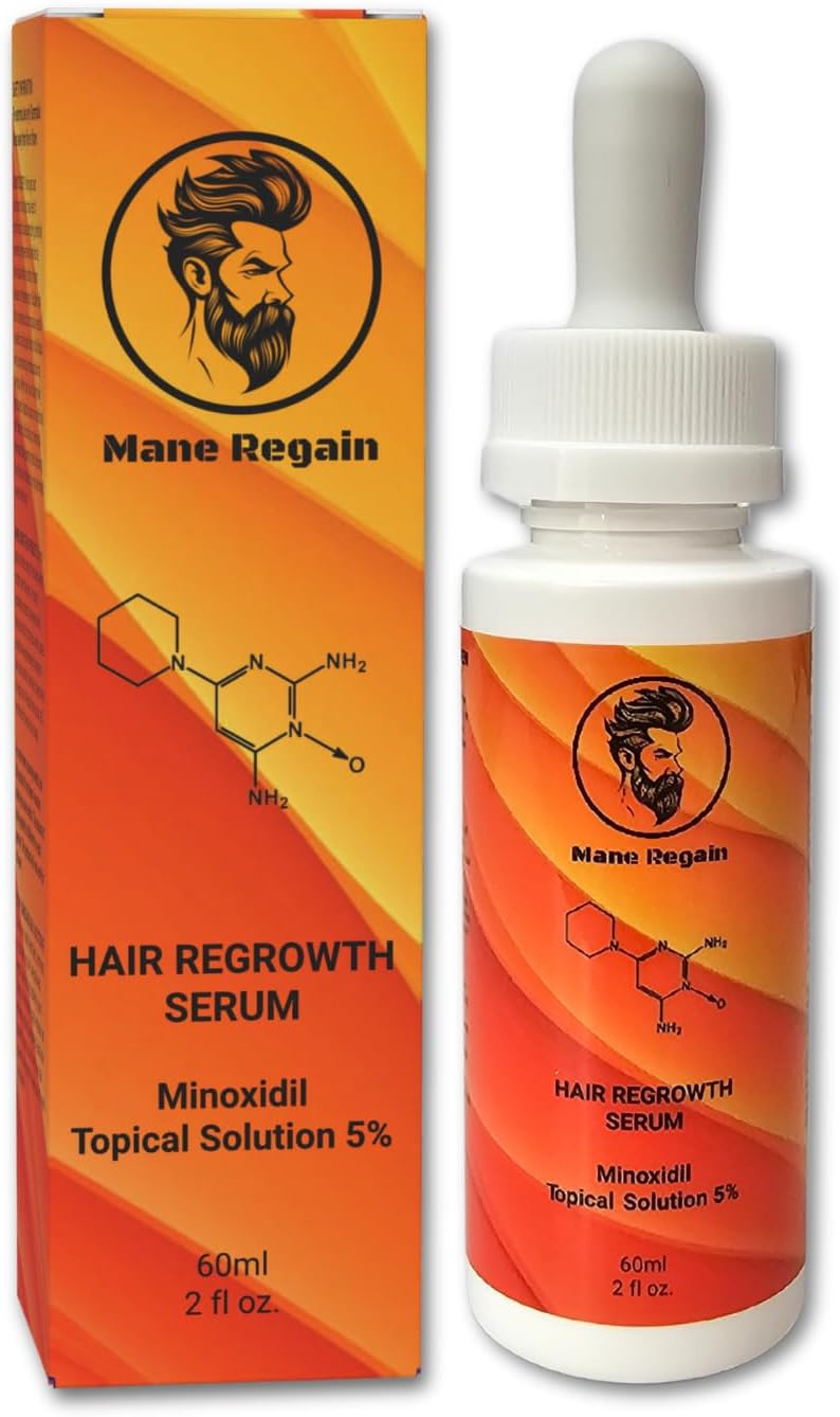 Minoxidil Topical Solution USP 5%, Extra Strength Hair Regrowth Treatment for Men, 1 Month Supply, Unscented, 2 Fl Oz (1 Pack)