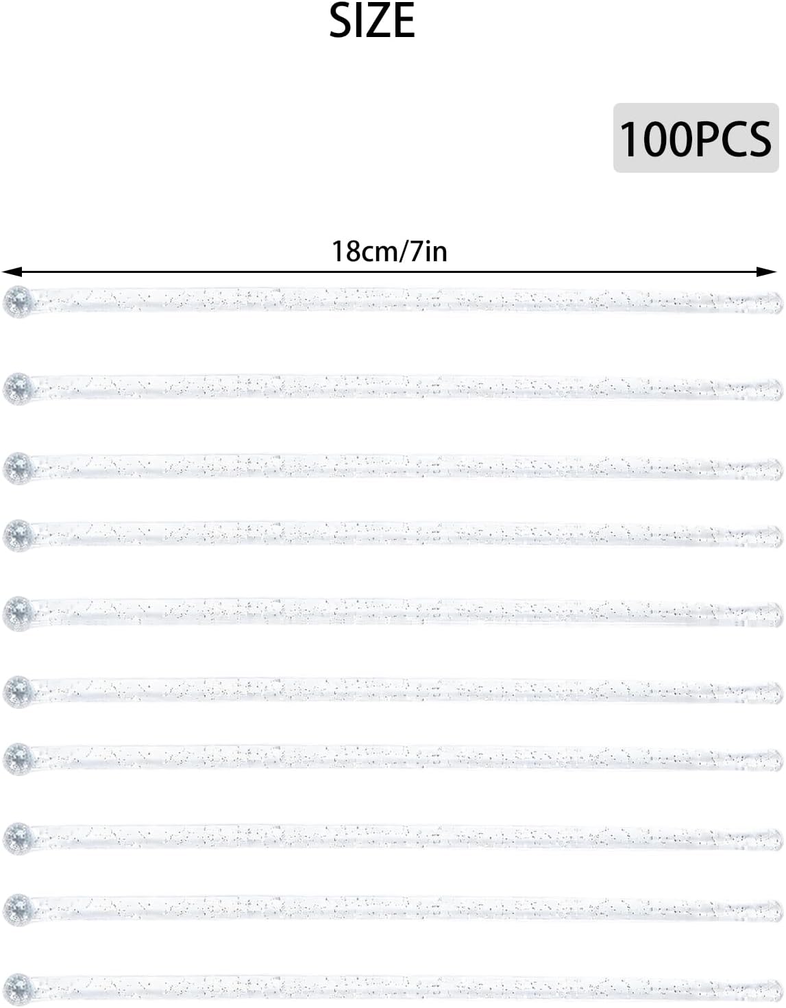 100 Pcs Swizzle Sticks 7 Inch,Clear Plastic Drink Stirrers