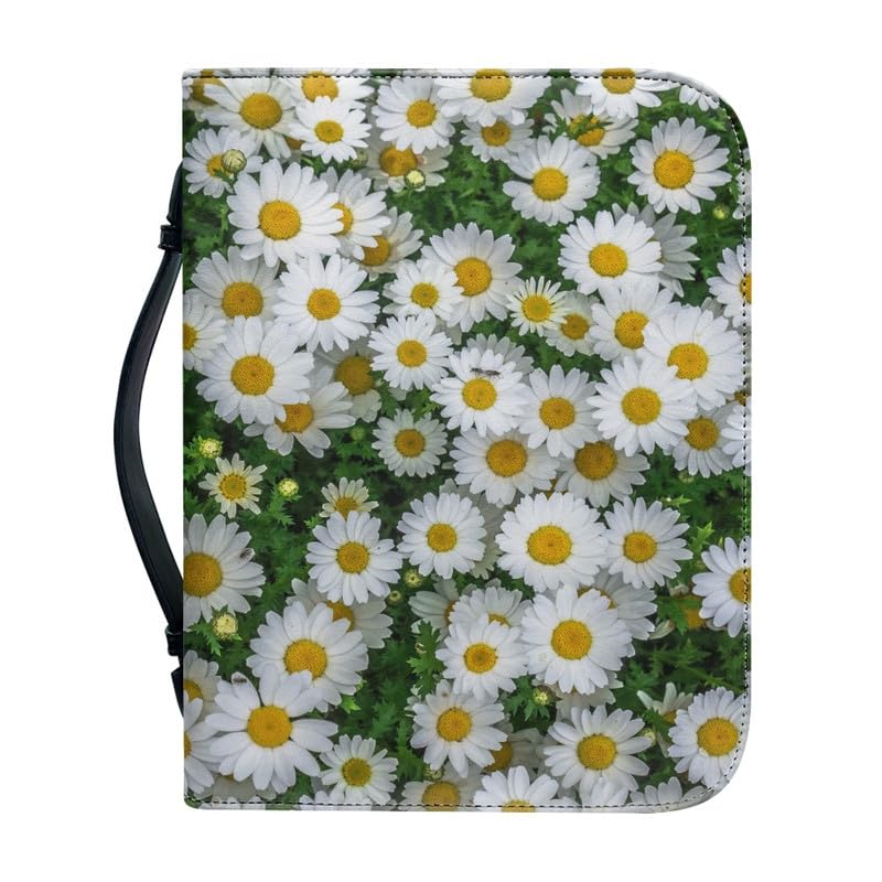 Garronmavis Cartoon Daisy Bible Cover Books Book, Flowers Painting Bible Holder, Aesthetic Floral Arts Bible Cases for Worship - 2XL