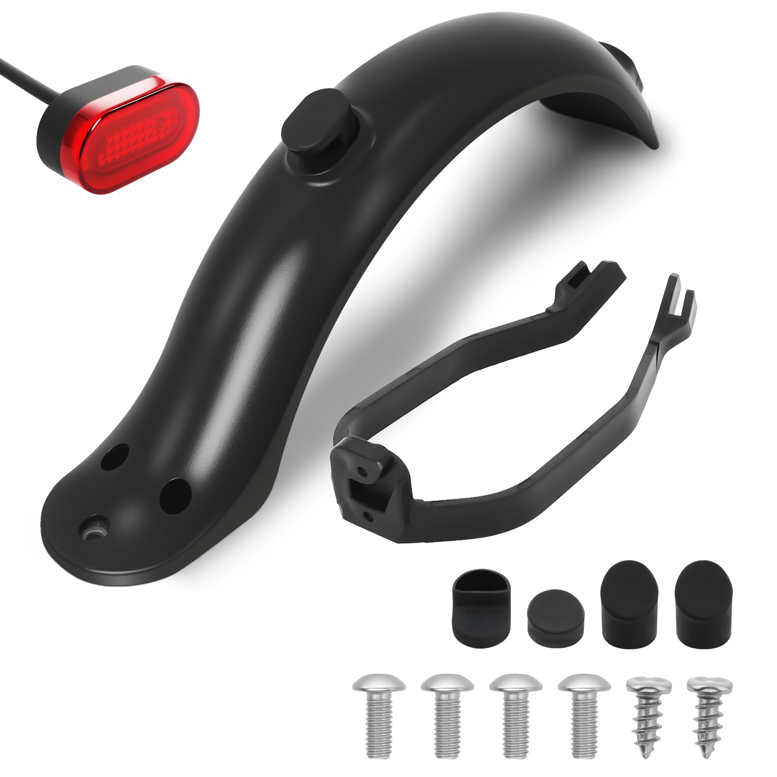 Poweka Rear Fender Replacement Sets Compatible with Xiaomi M365/ M365 Pro Scooter Include Rear Mudguard Bracket & Rear Light Tail Lamp