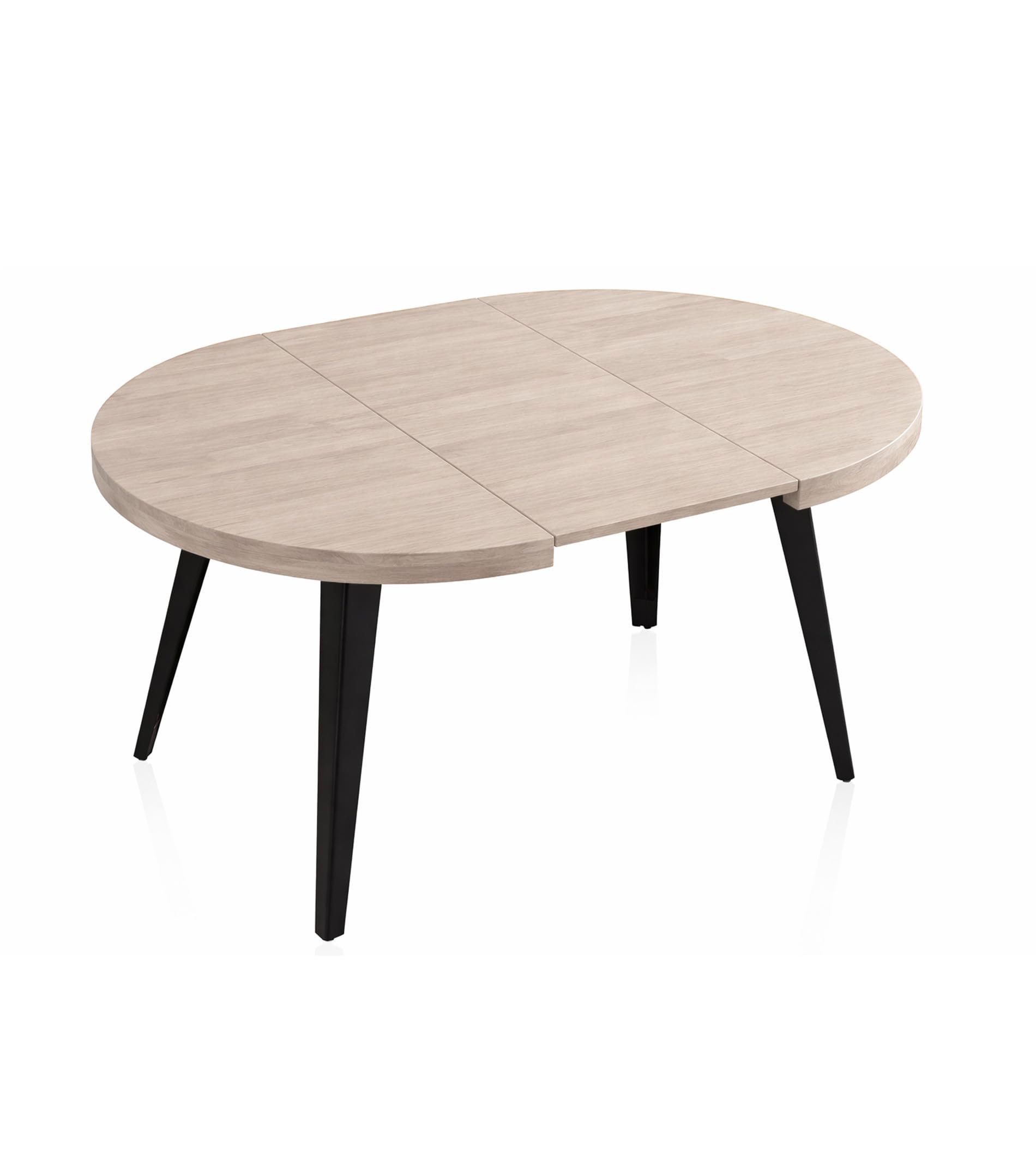 Home Heavenly® Mesa Comedor Extensible Alpes 100/140/180x76 cm – Tablero en Melamina y Patas Metálicas Negras, Diseño Moderno para Cocina o Salón, Color Beige