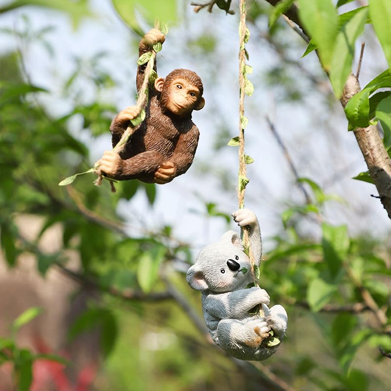 Wonderland Whimsical Hanging Garden Animal Sculptures – Set of 2