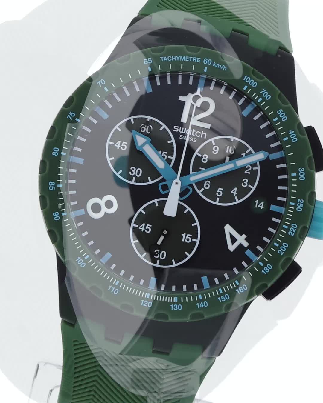 Amazon | [スウォッチ] 腕時計 NEW CHRONO PLASTIC OLIVE RUSH