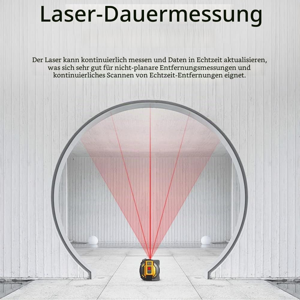 Laser Messgerät Massband, Digitales Laserdistanzmessgerät mit LCD -Display, Lasermessung 196 ft, Maßband 16 ft