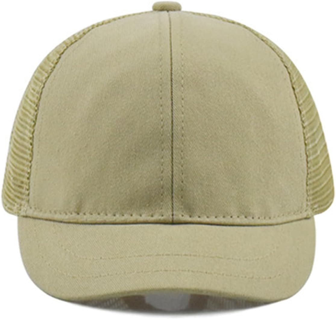 Short Brim Mesh-Back Baseball Cap Adjustable Washed Breathable Cotton Unconstructed Plain Dad Hat for Men Women - Image 4