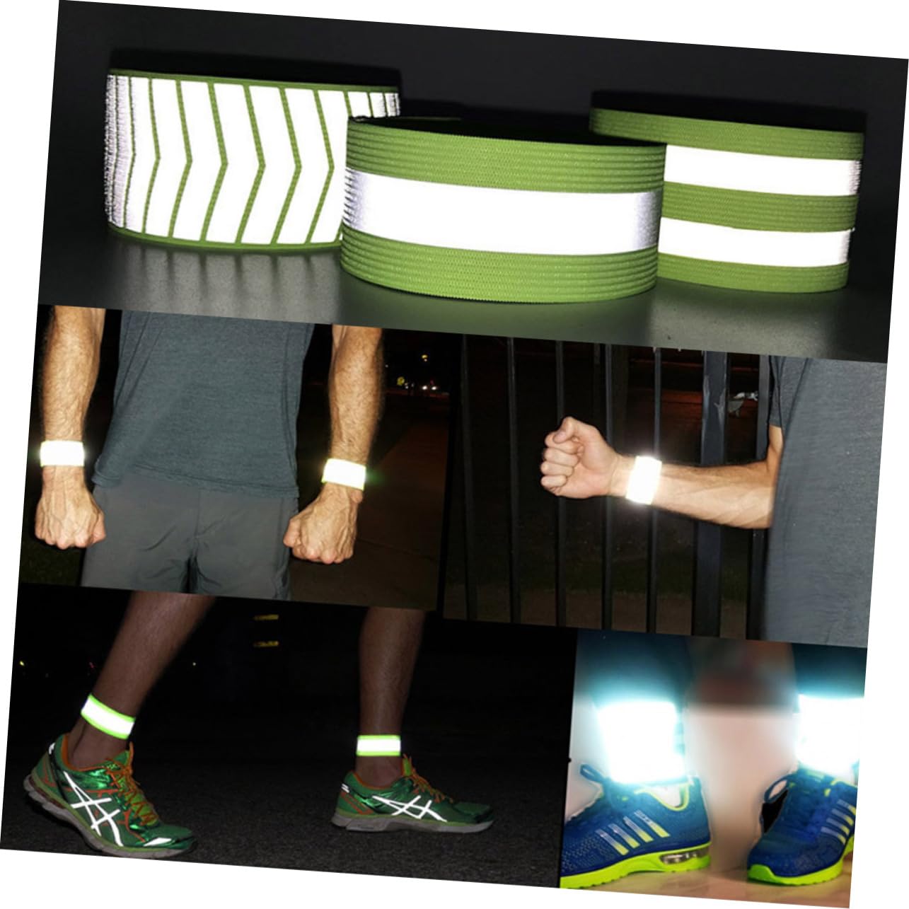 YARNOW Bracciale Riflettente Braccialetti Luminosi Bracciali Luminosi Gruppo Musicale Illuminato Bande Notte Sport Braccialetti di Sicurezza Bracciali Fluorescenti Green