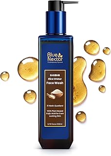 Blue Nectar Rice Water Face Wash with 2% Kojic Acid for Pigmentation | Face Cleanser for Oily, Dry & Sensitive Skin | Face Wash for Women & Men (11 Herbs, 6.76 Fl Oz)